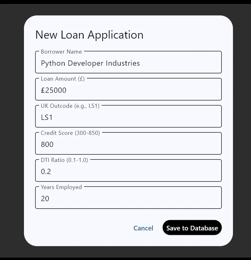 screenshot of adding a new loanee