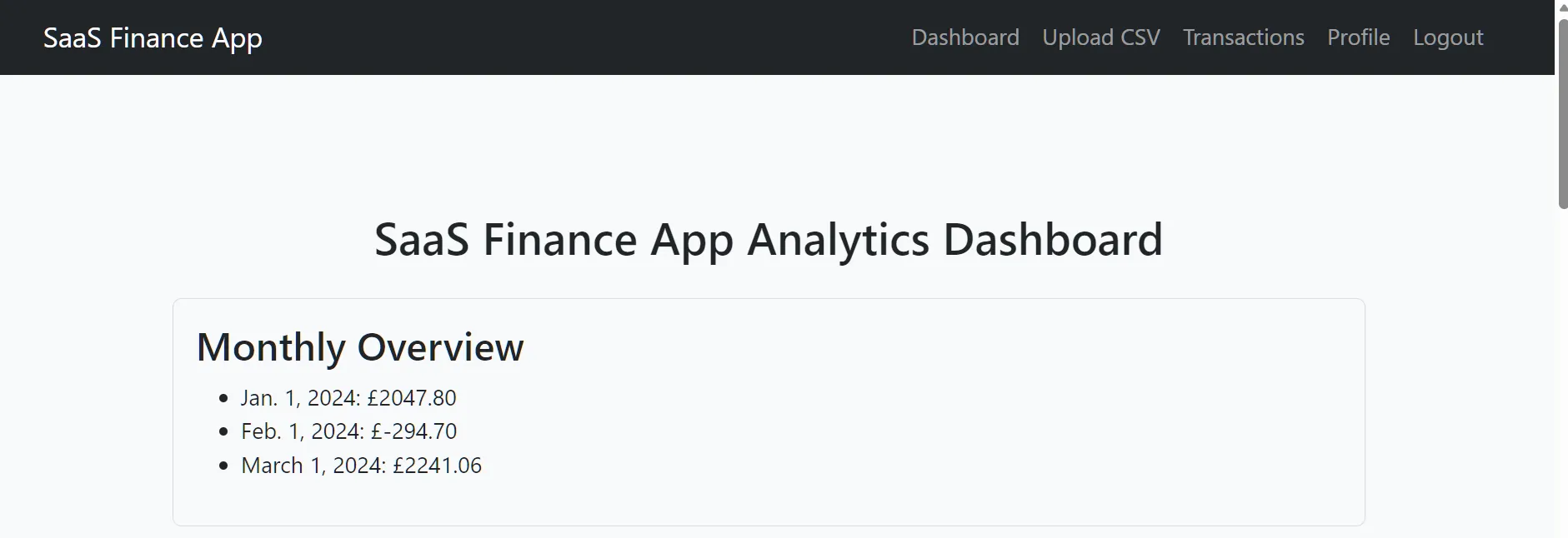 main dashboard