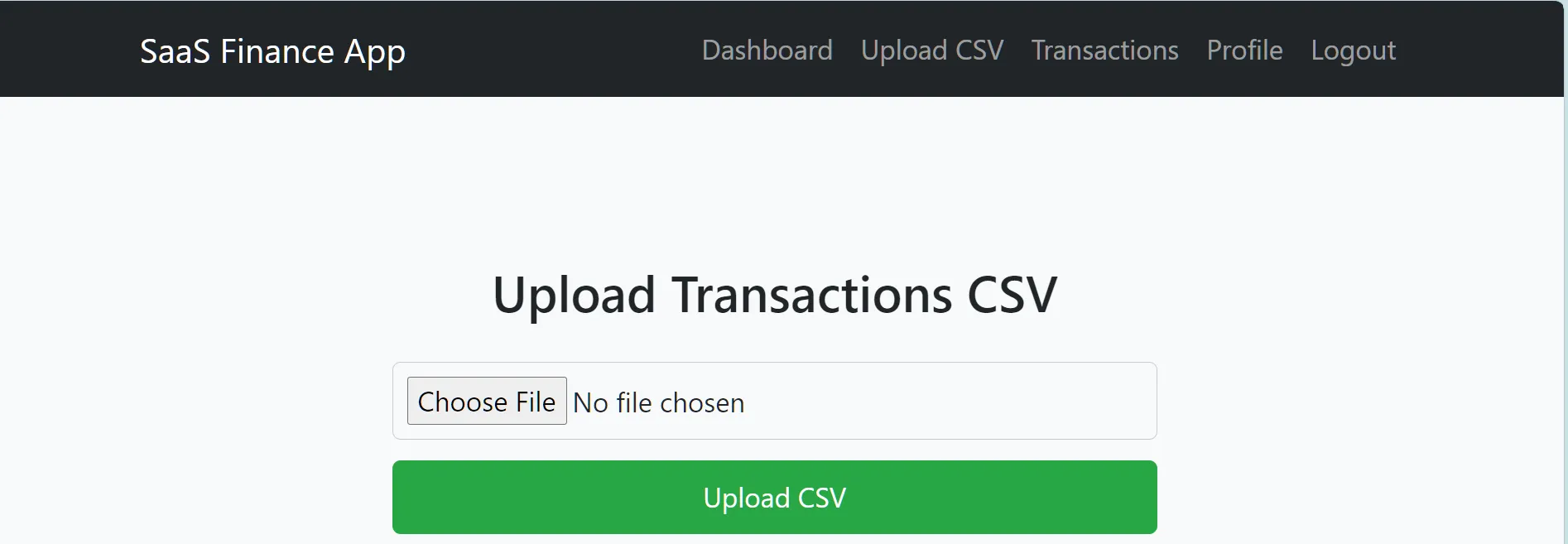 Upload CSV dashboard